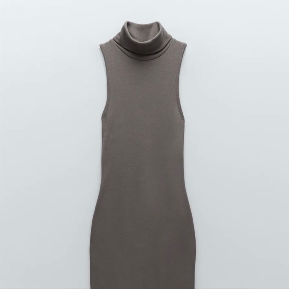 Zara RIBBED TURTLENECK DRESS - Picture 5 of 6